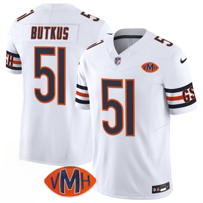 Men's Chicago Bears #51 Dick Butkus White 2025 F.U.S.E. With VMH Patch Vapor Untouchable Limited Stitched Football Jersey